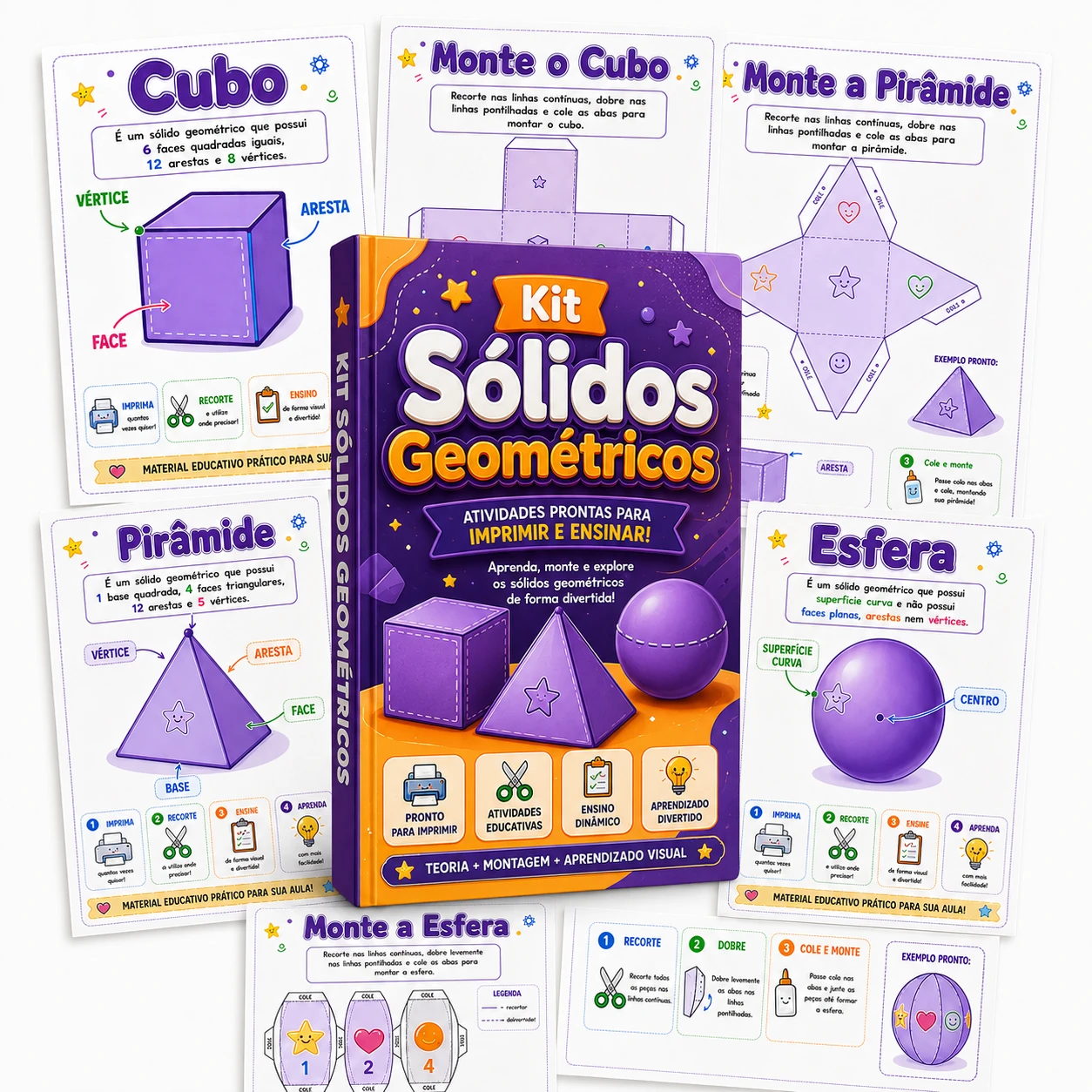 Mockup do Kit de Sólidos Geométricos